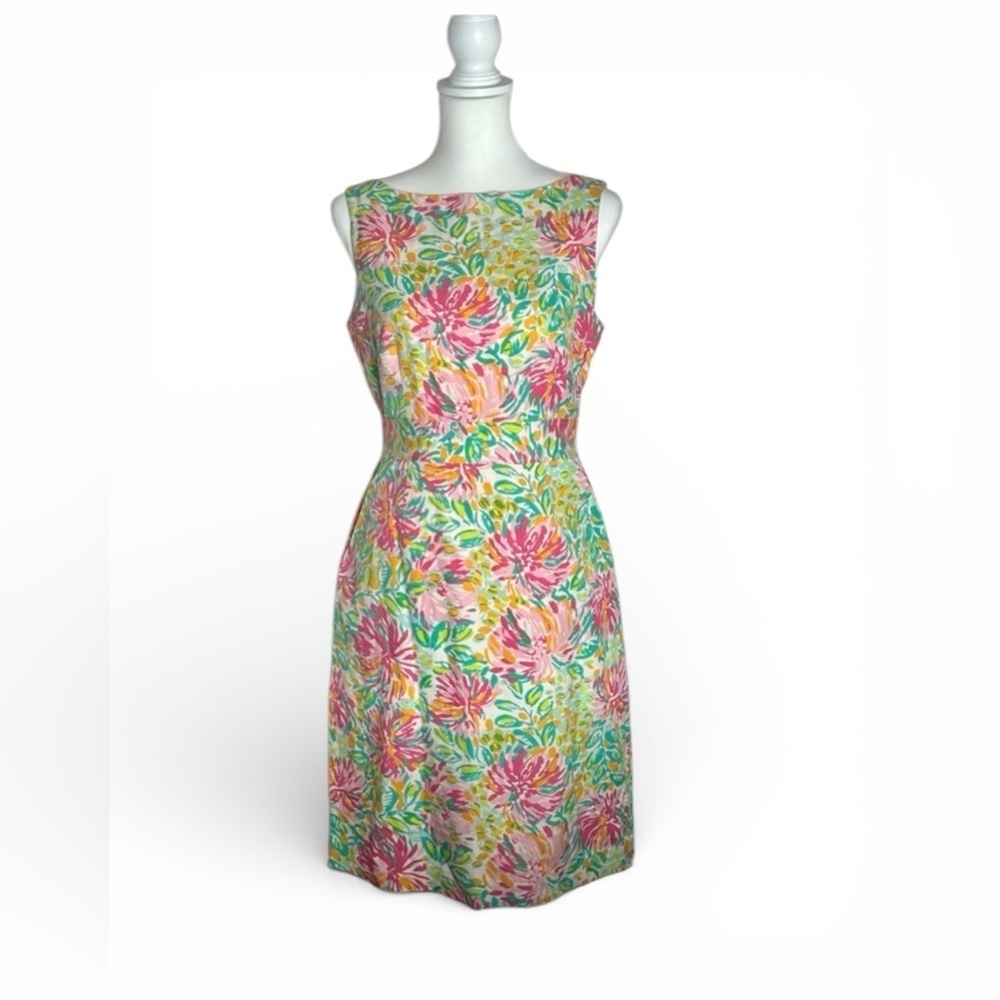 Lilly Pulitzer multicolored Floral Sheath Sleeveless Dress Sz 6 Wedding Guest